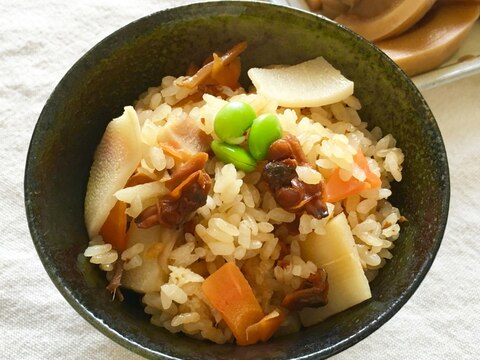 干し椎茸とあさりしぐれ煮と筍炊きこみ御飯♡